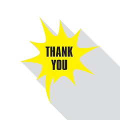Thank you vector speech bubble in flat design with shadow icons