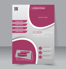 Flyer template. Business brochure. Editable A4 poster for design, education, presentation, website, magazine cover. Pink color.