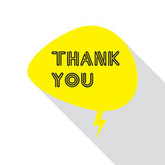 Thank you lettering on flat design with speech bubble icon.