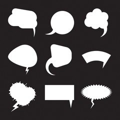 Set of blank empty white speech bubbles. Collection of speech balloons.