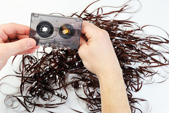 rewind audio casette with tape