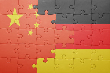 puzzle with the national flag of germany and china