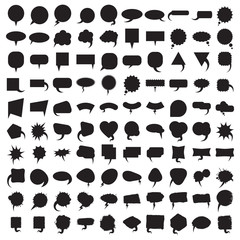 Talk and think comics bubbles silhouettes for communication large set. Vector illustration speech balloons collection.