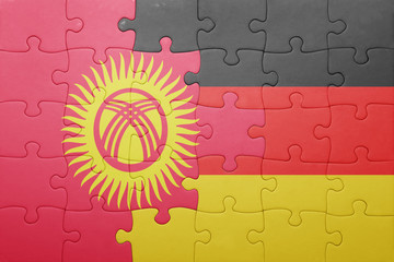 puzzle with the national flag of germany and kyrgyzstan