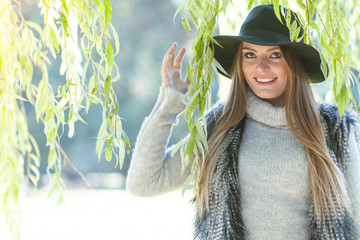 Portrait of beauty woman outdoors