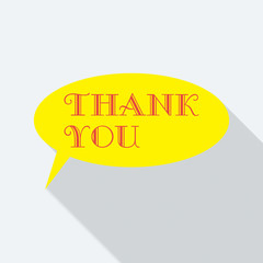 Thank You, speech bubble flat design with shadow icon. In trendy color pallet.