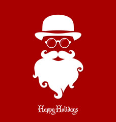 Hipster Santa Claus, Party, Greeting Card, Banner, Sticker, Hipster Style. Hat.