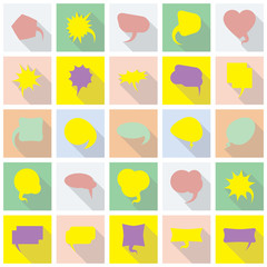 Large set of speech bubbles for infographics. Flat icons with shadows in trendy style collection.