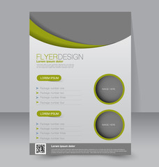 Flyer template. Business brochure. Editable A4 poster for design, education, presentation, website, magazine cover. Green color.