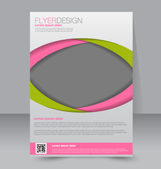 Fototapeta premium Flyer template. Business brochure. Editable A4 poster for design, education, presentation, website, magazine cover. Green and pink color.