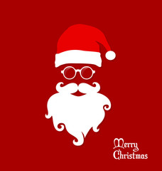 Hipster Santa Claus, Party, Greeting Card, Banner, Sticker, Hipster Style. Santa Round Eyeglasses.