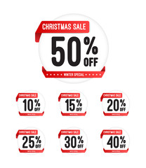 Christmas Sale % Off Round Stickers