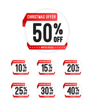 Christmas Offer % Off Round Stickers