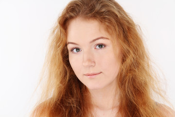 Naklejka premium Portrait of happy cheerful smiling young beautiful woman