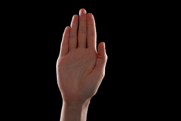 Fototapeta premium Woman expressing NO gesture with hand