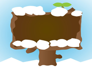 雪の積もった立て看板