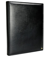 Black leather photo album cover isolated 