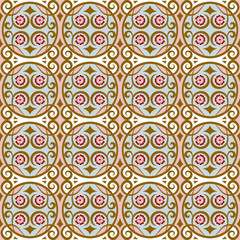 Seamless background image of round spiral vintage flower pattern.
