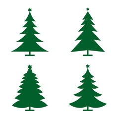 Fototapeta premium Set of Green Christmas Trees. Vector Illustration and Icons