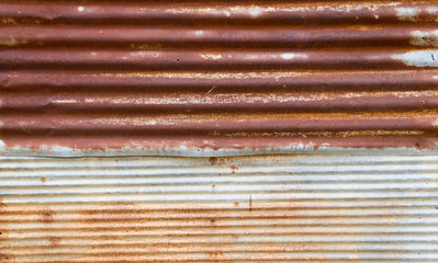 Rusty corrugated galvanize steel wall texture background