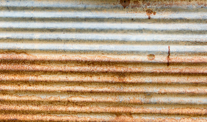 Rusty corrugated galvanize steel wall texture background