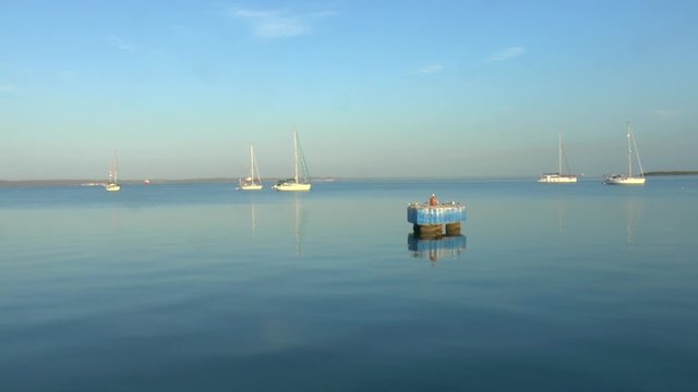 Three Yachts in Marina after Sunrise Cienfuegos, Cuba