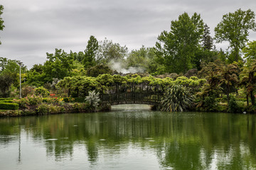 Fototapeta premium Mist and steam at the Champagne Pool, Rotarua Geothermal area