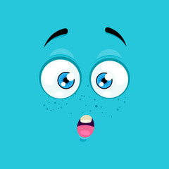 Cartoon face with a surprised expression