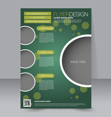 Flyer template. Business brochure. Editable A4 poster for design, education, presentation, website, magazine cover. Green color.