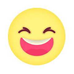 Flat emoticon laughing with closed eyes