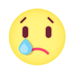 Flat crying emoticon. Isolated vector illustration on white back