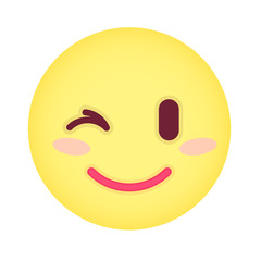 Flat eyewink emoticon. Isolated vector illustration on white bac