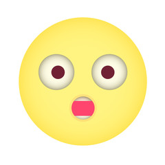 Flat suprise Emoticon. Wonder Emoticon. Blushed emoticon. Isolat
