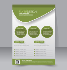 Flyer template. Business brochure. Editable A4 poster for design, education, presentation, website, magazine cover. Green color.