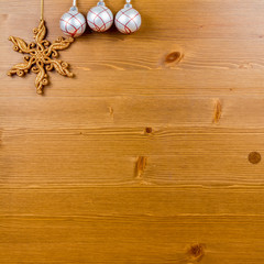 Christmas wood background with decorations