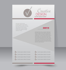 Flyer template. Business brochure. Editable A4 poster for design, education, presentation, website, magazine cover. Red color.
