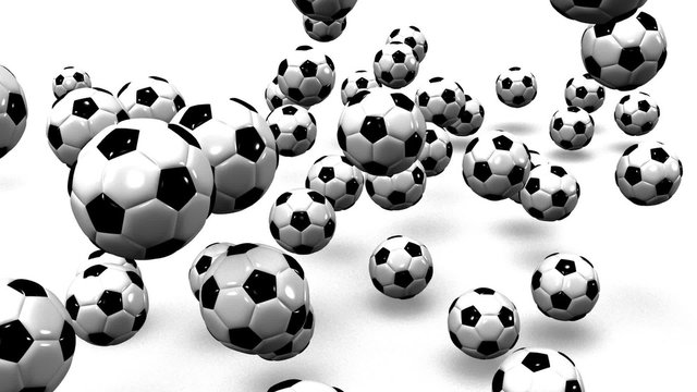 Bouncing Soccer Balls On White Background