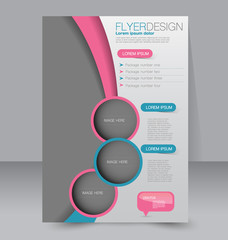 Flyer template. Business brochure. Editable A4 poster for design, education, presentation, website, magazine cover. Pink and blue color.