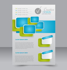 Brochure design. Flyer template. Editable A4 poster for business, education, presentation, website, magazine cover. Blue and green color.