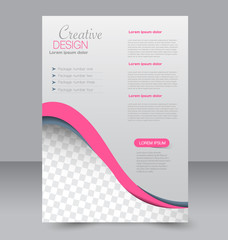Brochure design. Flyer template. Editable A4 poster for business, education, presentation, website, magazine cover. Pink color.