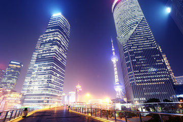 Modern city at night,shanghai,China