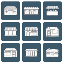 Hand drawn store icons