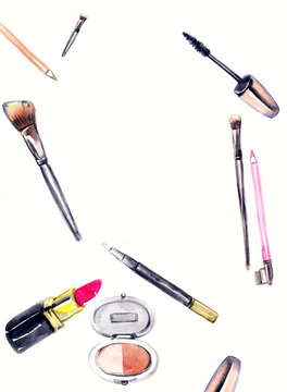 Make up products. watercolor illustration
