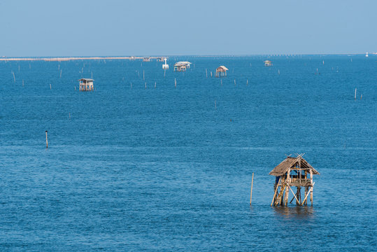 small shack in the sea