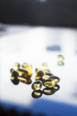 Fish oil capsules health food supplement
