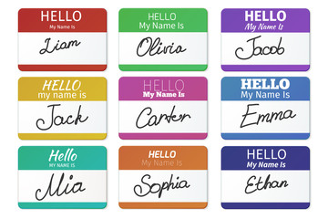 Name tag vector set. Hello my name is