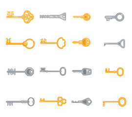 Key vector flat icons set