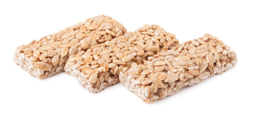 honey bars with peanut on white background