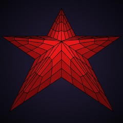 Red star with wireframe