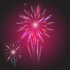 Colorful fireworks on dark night background